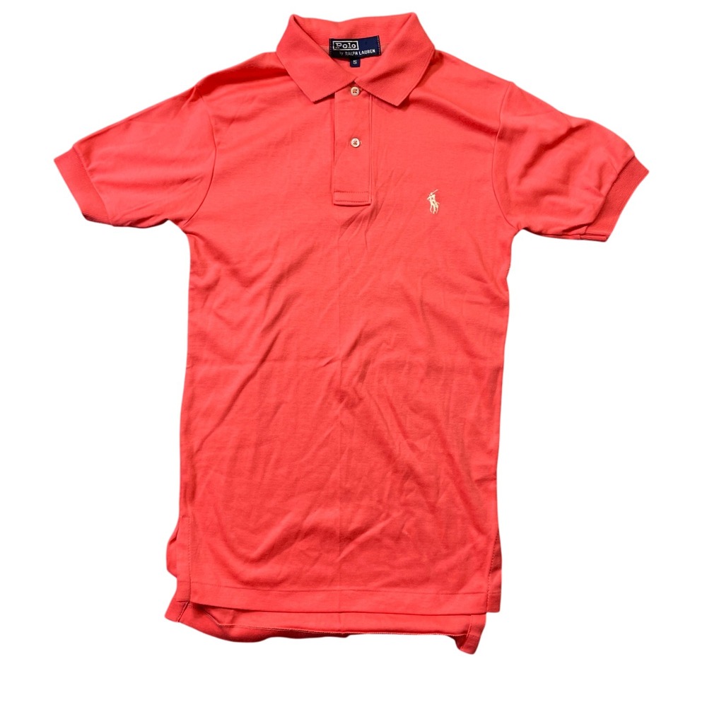 Polo Ralph‎ Lauren Small Orange 2 Button Short-Sleeve Polo Embroidered Logo
